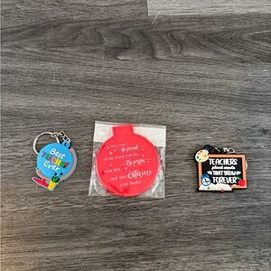 NWT Colorful Teacher Appreciation Keychain Set